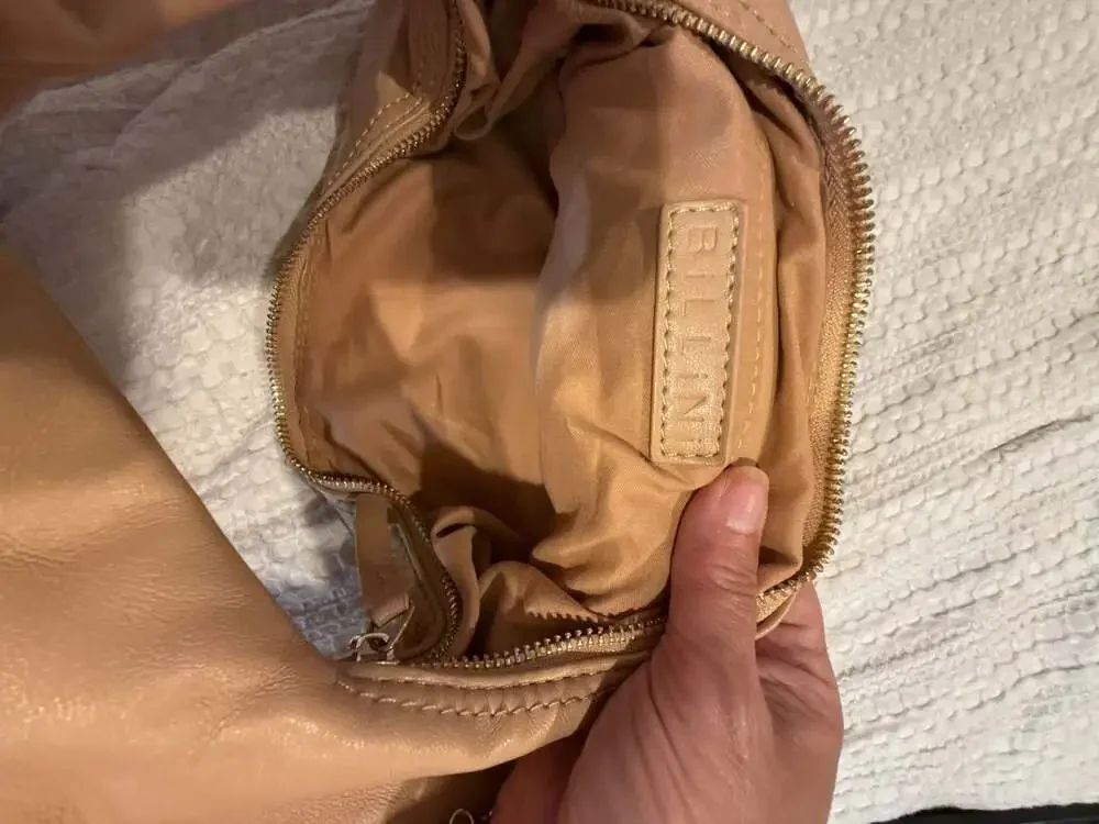 Billini Tan Slouchy Crescent Hobo Handbag